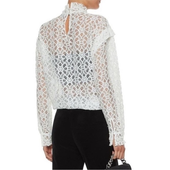 SANDRO White Lace Long Sleeve Top - Picture 2 of 6